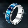thumbnail image 2 of 8MM Blue/Black Spinner Band Men/Women Titanium Steel Roman Numerals Ring Sz 6-11, 2 of 7