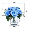 thumbnail image 4 of Enova Home 9 Heads Artificial Silk Rose Flowers in Clear Cube Glass Vase with Faux Water (Blue), 4 of 4