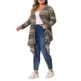 thumbnail image 4 of Agnes Orinda Women's Plus Size Boho Long Sleeve Open Front Sweater Long Cardigan 1X Yellow Brown, 4 of 6