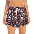thumbnail image 2 of Susaid Skull record rock Print Women's High Waisted Running Shorts Quick Dry Athletic Gym Track Workout Shorts Zip Pocket-Large, 2 of 7