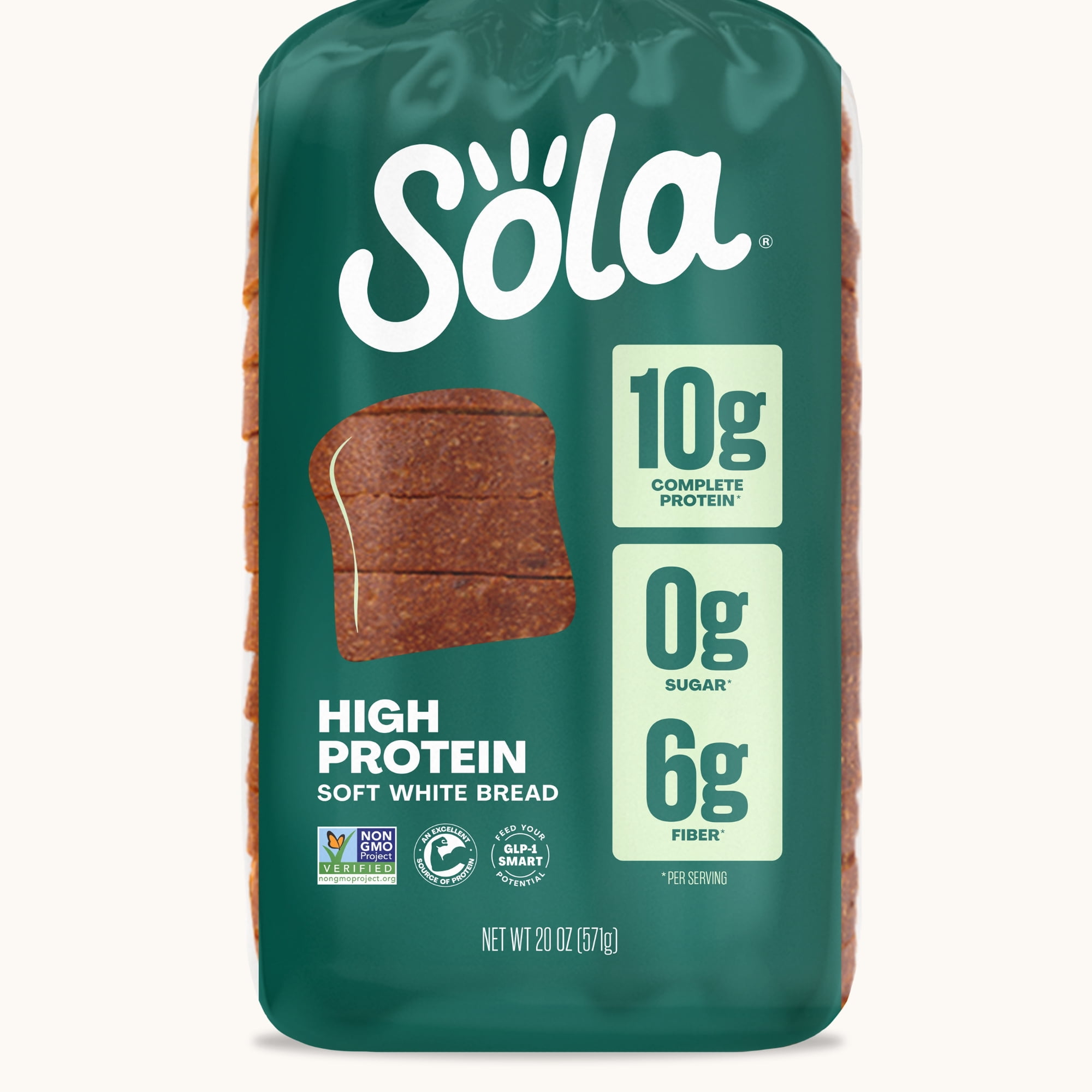 Sola High Protein Bread, 10g Complete Protein, Non-GMO, 20oz Loaf