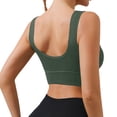 thumbnail image 4 of Womens Yoga Sports Bras Stretch Athletic Ribbed Tank Top Bralettes Scoop Neck Wireless Push Up Bra 32BC, Green, 4 of 7