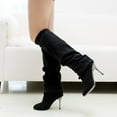 thumbnail image 6 of Knee High Boots Women Pointed Toe Stiletto Heel Fall Tall Boots Elastic Leather Long Boots, 6 of 8
