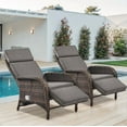 thumbnail image 2 of PARKWELL Outdoor Patio Recliner Chair Set of 2,Adjustable Rattan Reclining Lounge Chair with Cushion, Gray, 2 of 9