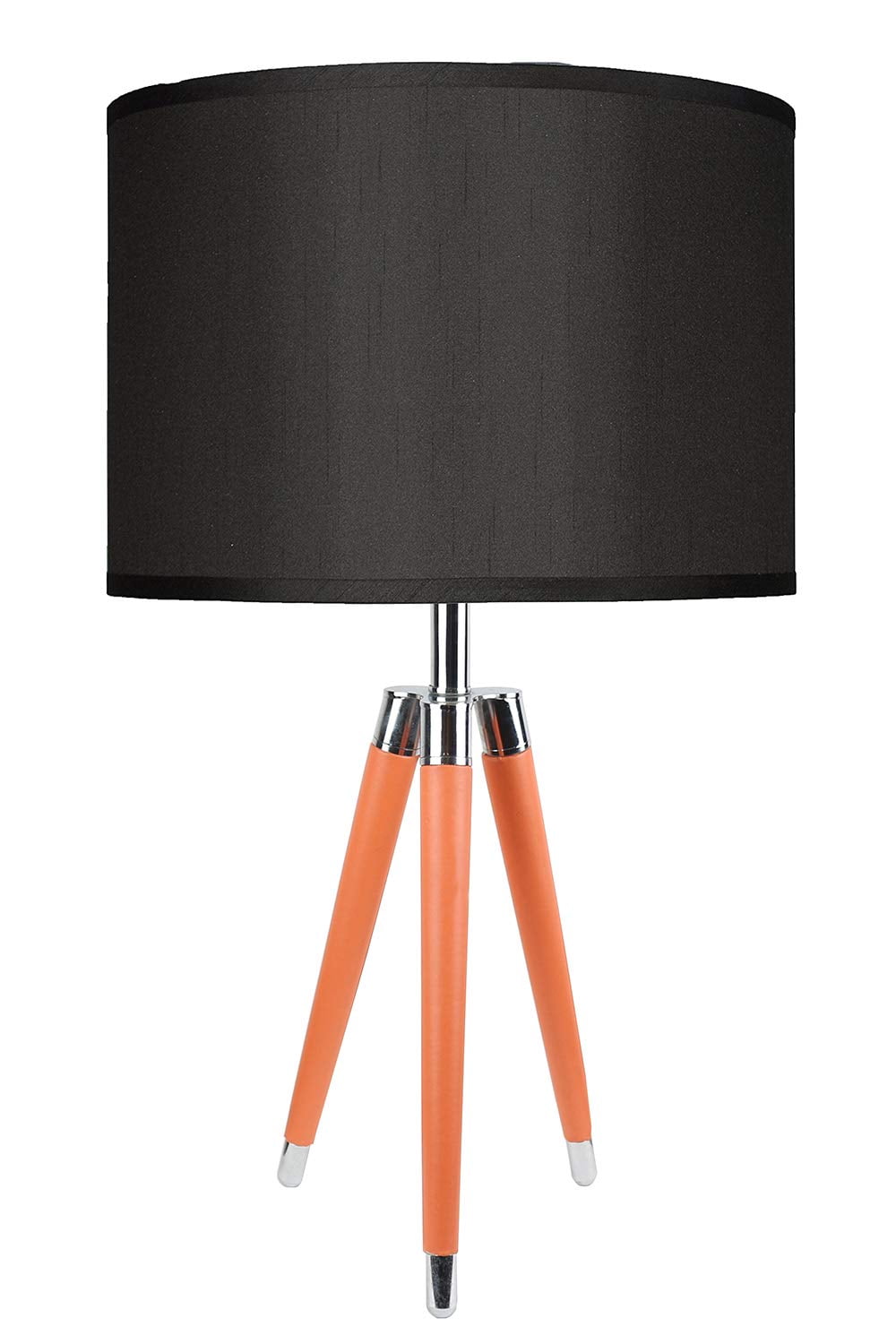 Urbanest Black Mid Century Modern Tripod Leather & Chrome Table Lamp 