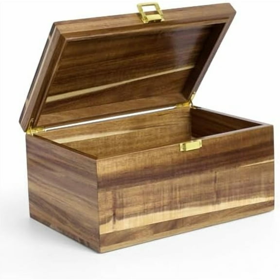 Large Wooden Keepsake Memory Box, 10MM Thick Acacia Wood Storage Box with Hinged Lid, Decorative Memory Boxes with Lids for Photo Wedding Graduation Crafts Gift, 11.8" L x 7.9" W x 5.9" H$
