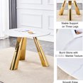 thumbnail image 4 of 42-inch Sintered Stone Round Table With White Marble Look And Golden Legs - Heatproof, Space Saving For Dining Room Grained Gold- Stainless Steel Safe Food , Stylish Functional, 4 of 5