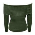 thumbnail image 6 of Women's Pullover Sweater Fall Off Shoulder Long Sleeve Ribbed Knit Fitted Tops Blouse for Casual Wear, 6 of 7