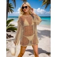 thumbnail image 5 of Beach Cover Up for Women Boat Neck Crochet Sheer Kaftan Beach Dress Swimwear Swimsuit Cover Up Casual Loose Bathing Suit Coverup Alsol Lamesa, 5 of 6