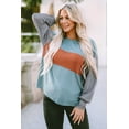 thumbnail image 1 of Femmes Colourblock Vert Rayé Évêque Sleeve Top, 1 of 5