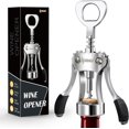 thumbnail image 1 of IPOW Wine Opener, Zinc Alloy Wine Bottle Opener, Wing Corkscrew Heavy Duty, Manual Multifunctional Cork Screw for Waiter, Silver, 1 of 8