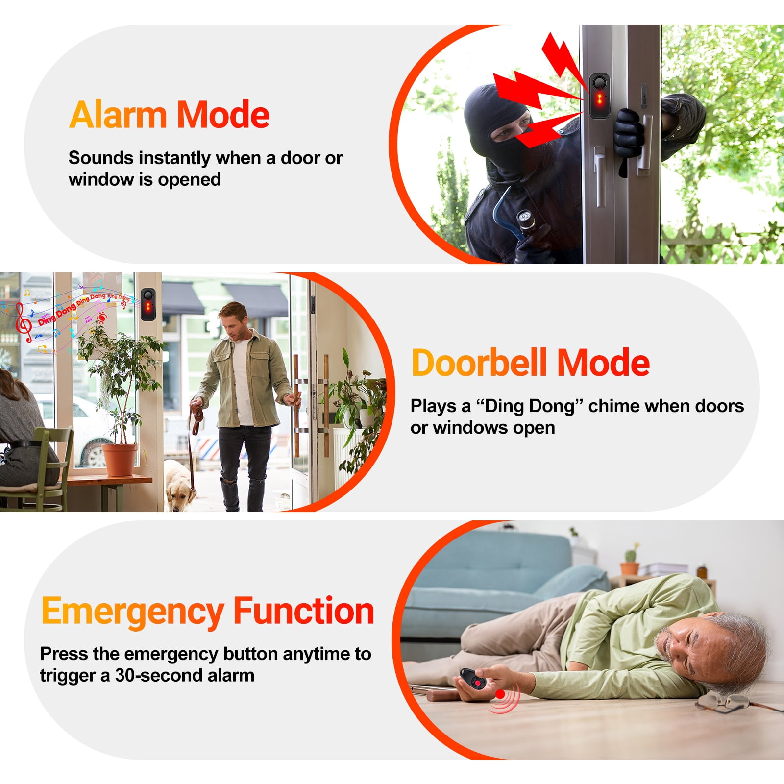 Door Alarm with Remote, GreenCycle 108dB Loud Door and Window Alarms for Pool, Anti-Theft Door Alarms for Kids Safety Home Store Garage Apartment Business Security IP66 Waterproof Indoor/Outdoor,10PK