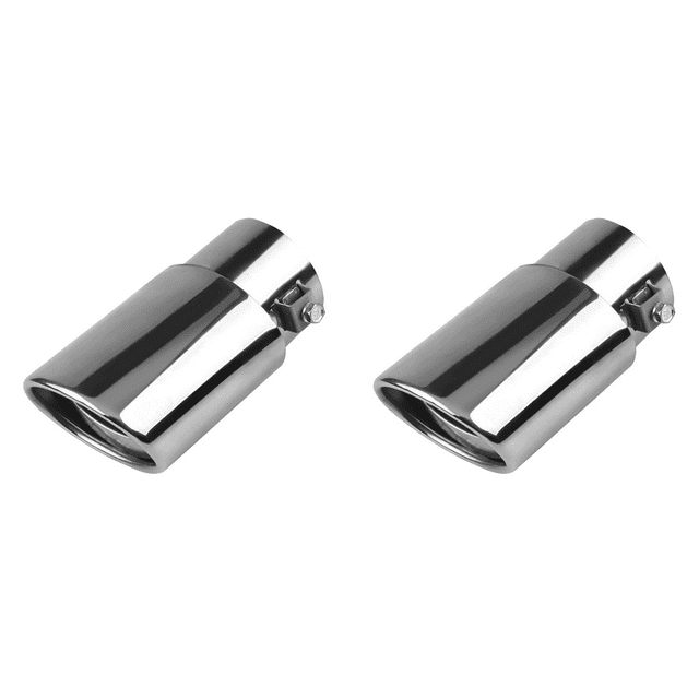 2X Embout d'Échappement de Voiture en Acier Inoxydable, 2.1 Po à 1.5 Po Tuyau d'Échappement Universel Modification de la Direction (Argent)
