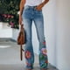 thumbnail image 1 of WILLBEST Pantalones Casuales para Mujer con Estampado, Dobladillo Acampanado, Vaqueros Holgados, Parte Inferior Elástica para Una Comodidad Elegante Grande, 1 of 4