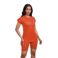 thumbnail image 4 of Women 2 Piece Outfits Summer Sweatsuits Biker Short Workout Jogger Sets Orange 2XL, 4 of 6