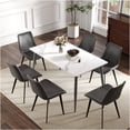 thumbnail image 2 of JERFIT Modern 6-Seater Dining Table with Sintered Stone Top and Metal Legs, Rectangular Kitchen Table in White and Dark Gray for Dining Room, 2 of 10