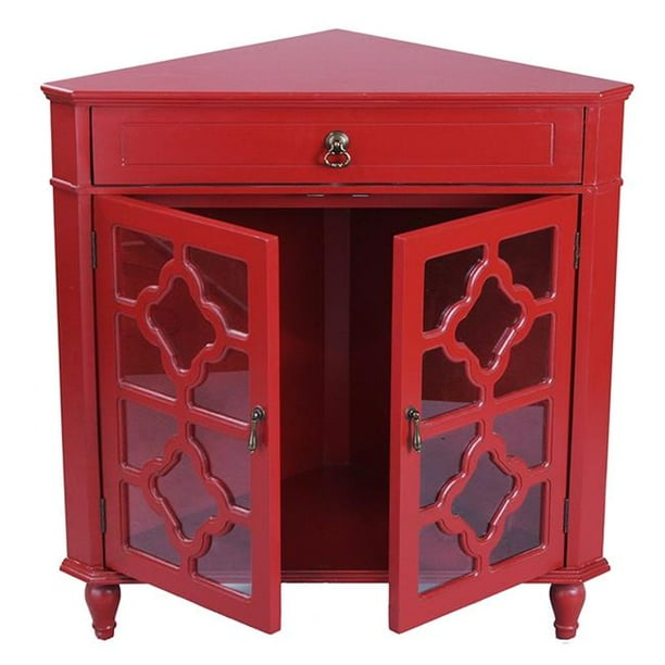 Frasera 1Drawer & 2Door Corner with Quatrefoil Glass Inserts