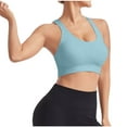 thumbnail image 2 of Zpanxa Sports Bras for Women, Women's Solid Color Wirefree Sports Bra Adjustable Wide Straps Cross Back Removable Padded Yoga Bra, 2 of 4