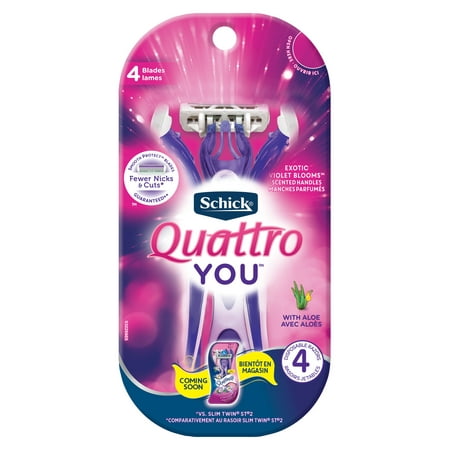 Schick Quattro YOU Exotic Violet Bloom Women's Disposable Razors, 4