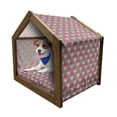 thumbnail image 1 of Retro Pet House, Big and Small Triangles in Shabby Colors Vintage Geometric Tile Design, Outdoor & Indoor Portable Dog Kennel with Pillow and Cover, 5 Sizes, Sky Blue Marigold, by Ambesonne, 1 of 5