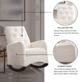 thumbnail image 5 of 25.6"W Modern Accent Upholstered Rocking Chair with High Backrest, Comfy Fabric Lounge Chair with Two Side Pocket, Arm Rocking Chair with Wood Base for Living Room Bedroom Office, White Teddy, 5 of 7
