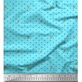 thumbnail image 1 of Soimoi Blue Silk Fabric Leaves & Dots Print Fabric by Yard 42 Inch Wide, 1 of 3