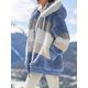 thumbnail image 4 of Abrigo con capucha de piel sintética para mujer Bloque de color Manga larga Cremallera Chaqueta cálida de invierno multicolor de felpa suelta Ormromra, 4 of 5
