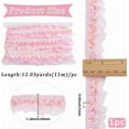thumbnail image 2 of 11m Pink Pleated Chiffon Lace Edge Trim Sequin Elastic Organza Fabric Ribbon 3cm Gathered Ruffle Mesh Stretch Fringe Trimming for Sewing Gift Package Wrapping Cloth Crafts Pink, 2 of 9