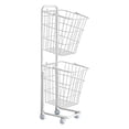 thumbnail image 4 of Cesta de Ropa de 2 Niveles con Dos Compartimentos Cesta de Lavandería para Clasificación Rápida Bolsa Portátil con Ruedas Suaves Estructura Metálica a Blanco, 4 of 8