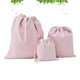 thumbnail image 1 of Drawstring Bag Cotton for Storage Use 3Pcs Pink Simple Storage Bags, 1 of 4