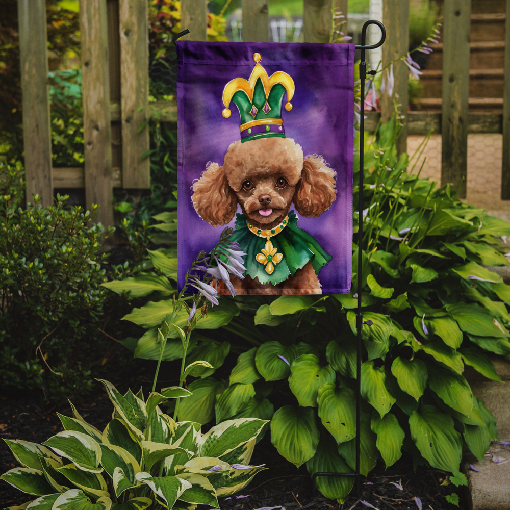 Poodle King of Mardi Gras Garden Flag 11.25 in x 15.5 in