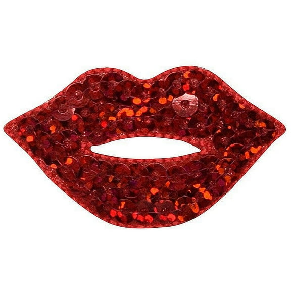 Red Hot - Sequin Lips - Iron on Embroidered Applique Patch