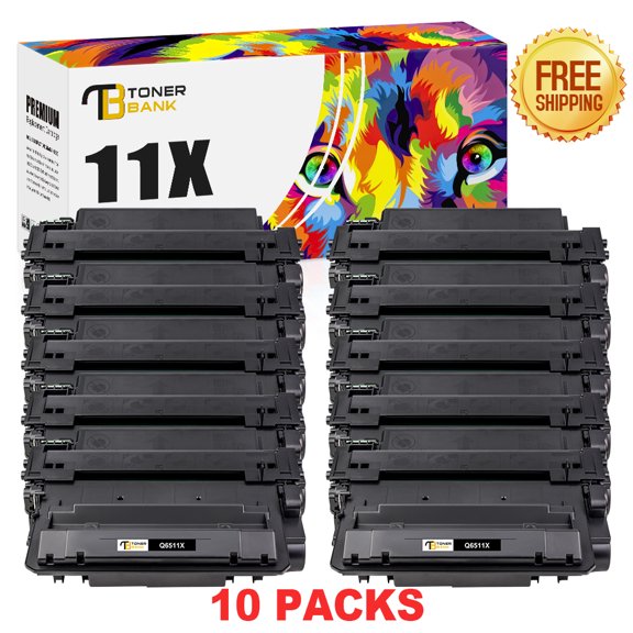 Toner Bank 11A Toner Compatible 11X Toner Cartridge Replacement for HP 11A 11X Q6511A Q6511X High Yield Printer Ink (Black, 10-Pack)