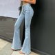 thumbnail image 4 of Puntoco Mujeres Moda Cintura Alta Bolsillo Sólido Casual Hip Lift Tight Jeans Adelgazamiento Trompeta Pantalones Puntoco Puntoco-6209, 4 of 8