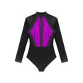 thumbnail image 5 of Aislor Women's Long Sleeve Gymnastics Leotard Shiny Rhinestone Ballet Dancewear Purple M, 5 of 7