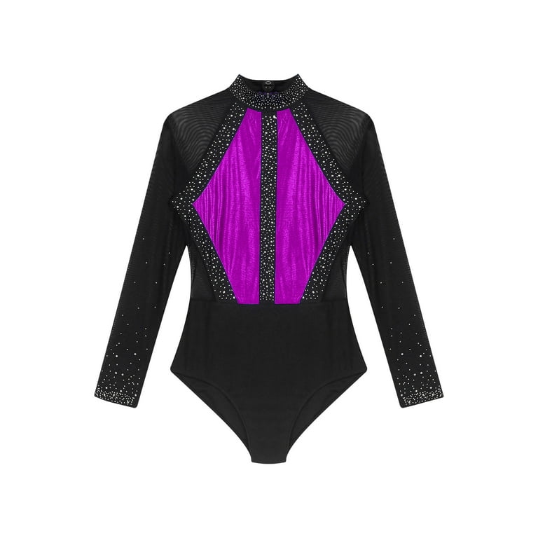 inhzoy Women's Metallic Gymnastic Leotard Bodysuit Tops