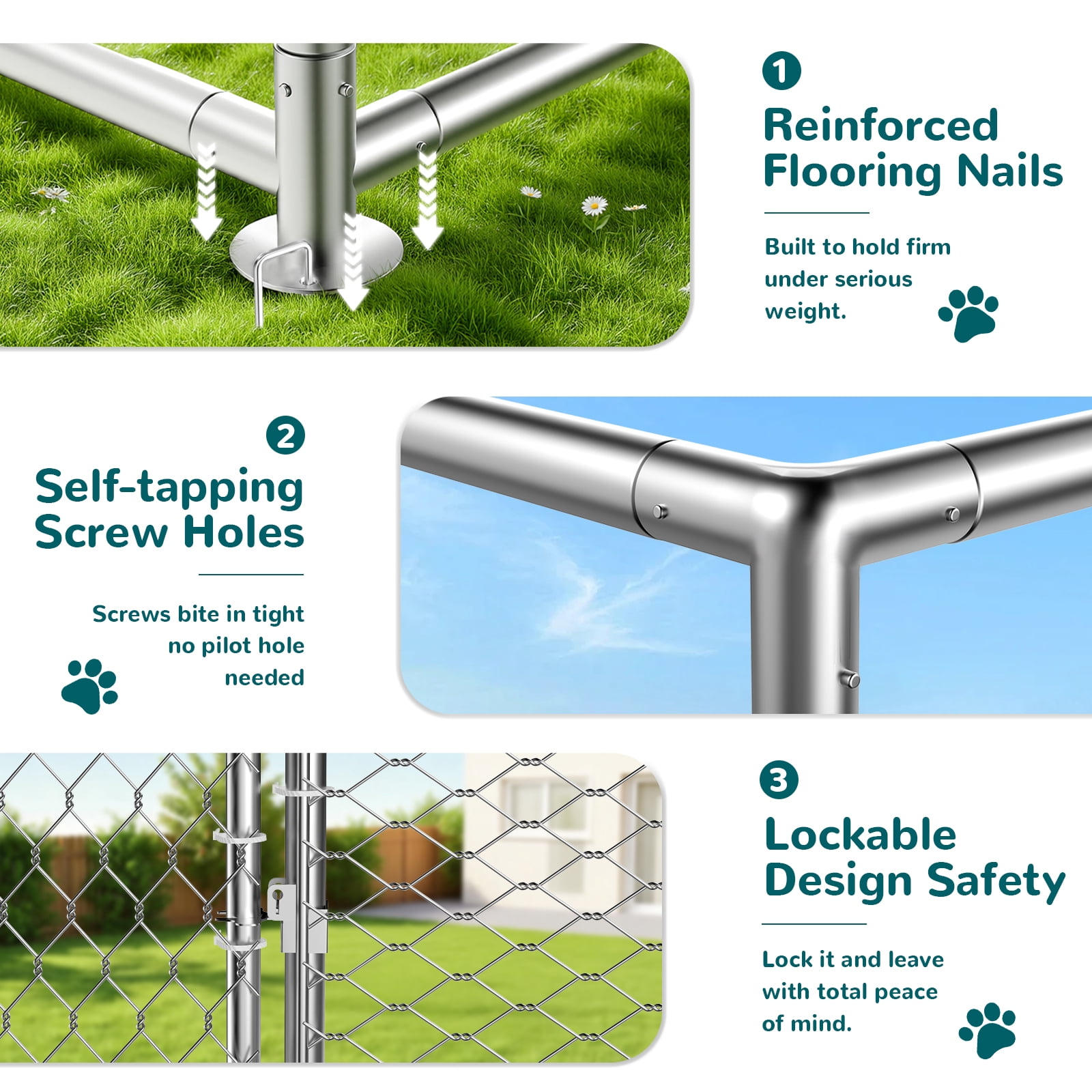TIME RAY 10x10 Outdoor Dog Kennel Outside Heavy Duty Dog Enclosure with Waterproof UV-Resistant Cover and Security Lock