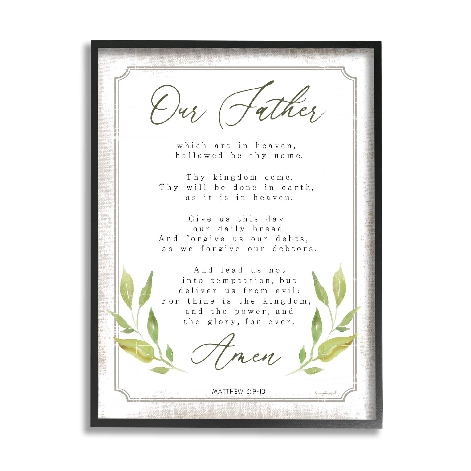 Stupell Industries Our Father Spiritual Proverb Religious Painting White Framed Art Print Wall Art
