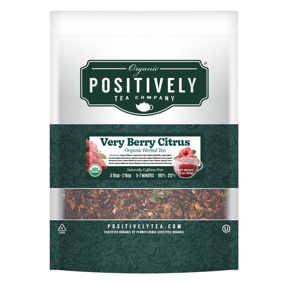 Positively Tea's Organic Very Berry Citrus Herbal Tea, Loose Leaf, 1 Pound Bag