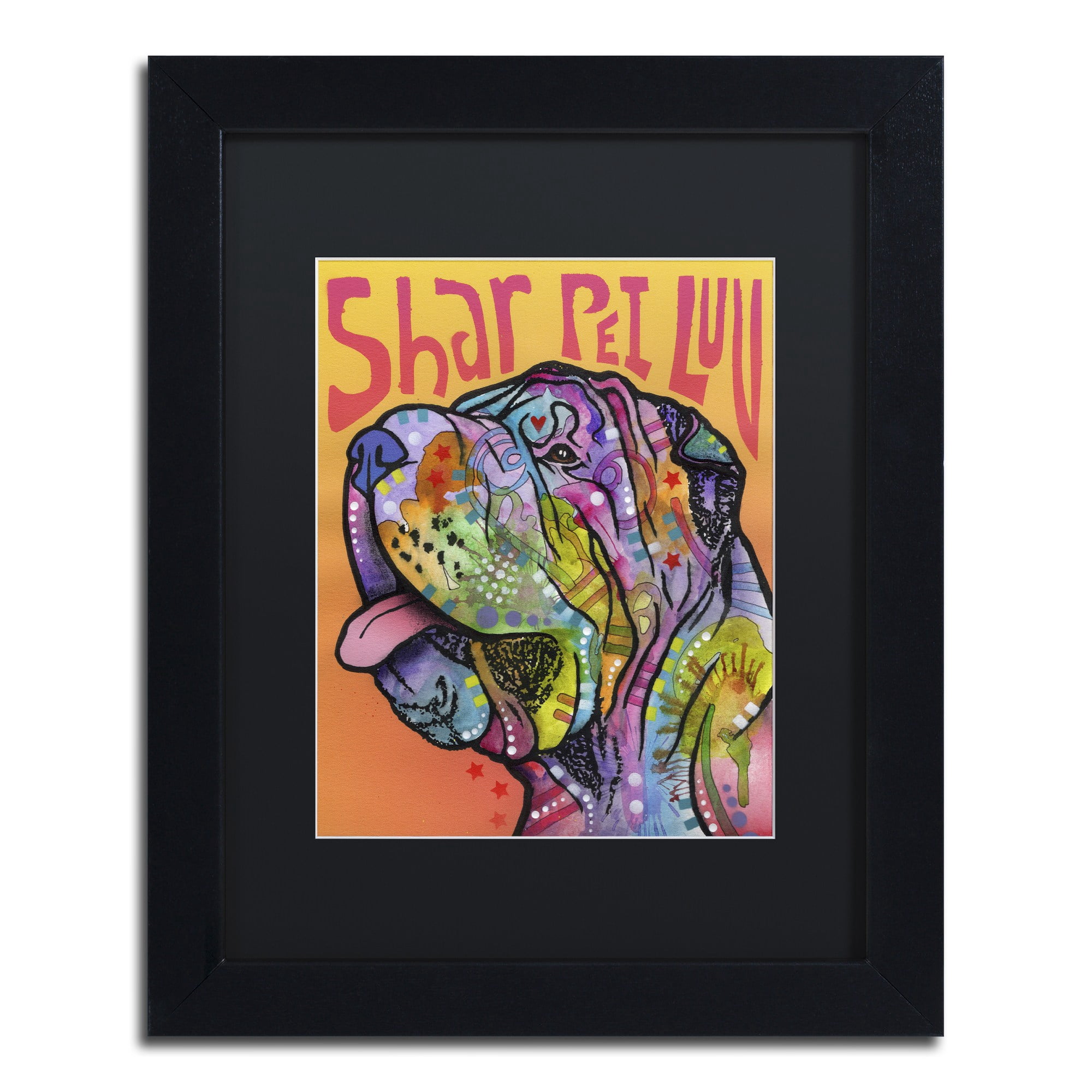 Trademark Fine Art 'Shar Pei Love' Canvas Art by Dean Russo, Black Matte, Black Frame