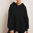 thumbnail image 4 of Saving Clearance! Umfun Women's Athletic Hoodie Sweatshirt Casual Color Long Sleeve Zipper Pullover Hooded Tops With Pocket Black 3XL, 4 of 5