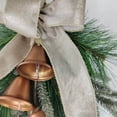 thumbnail image 4 of Artificial Teardrop Christmas Wall Hanging Wreath, Upside‑Down Garland with Velvet Bow & Copper Bells, Pre‑Made Ornament for Front Door, Mantel, Porch Xmas Decor, 4 of 9