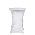thumbnail image 2 of BalsaCircle White Round Fitted Cocktail Table Cover Crushed Velvet Tablecloth Party Events Decorations Supplies, 2 of 8