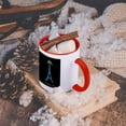 thumbnail image 5 of 3dRose, Blue Eiffel Tower with green girly ribbon bow - Black Stylish France Souvenir - glam travel fashion, 11oz Two-Tone Red Mug, 5 of 7