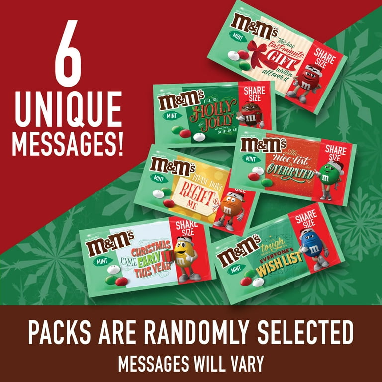 M&Ms Mint Chocolate, Christmas Red, Green and White Candies, 9.2oz Bags 2 Pack