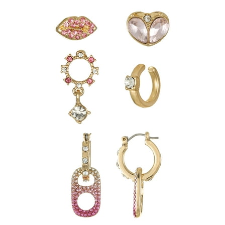 No Boundaries Goldtone Earring Set, Light Rose, 6 Pieces