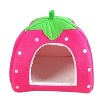 GERsome Cozy Pet , Warm Cave Nest Sleeping Bed Strawberry Shape Puppy House for Cats and Small Dogs