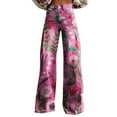 thumbnail image 2 of Pink Women's Casual Pants, 2025 New Summer Flower Wide Leg Pants Lightweight And Loose Casual Colorful Pants Imitation Jeans,Women's Casual Pants 4XL, 2 of 4