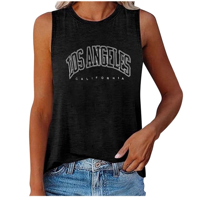 HNMKIU Gym Racerback Tank Tops Casual Round Neck Vest Top For Women Daily Wear Basic Letter Print Tee With Comfortable Fit Spring Summer Outfits
