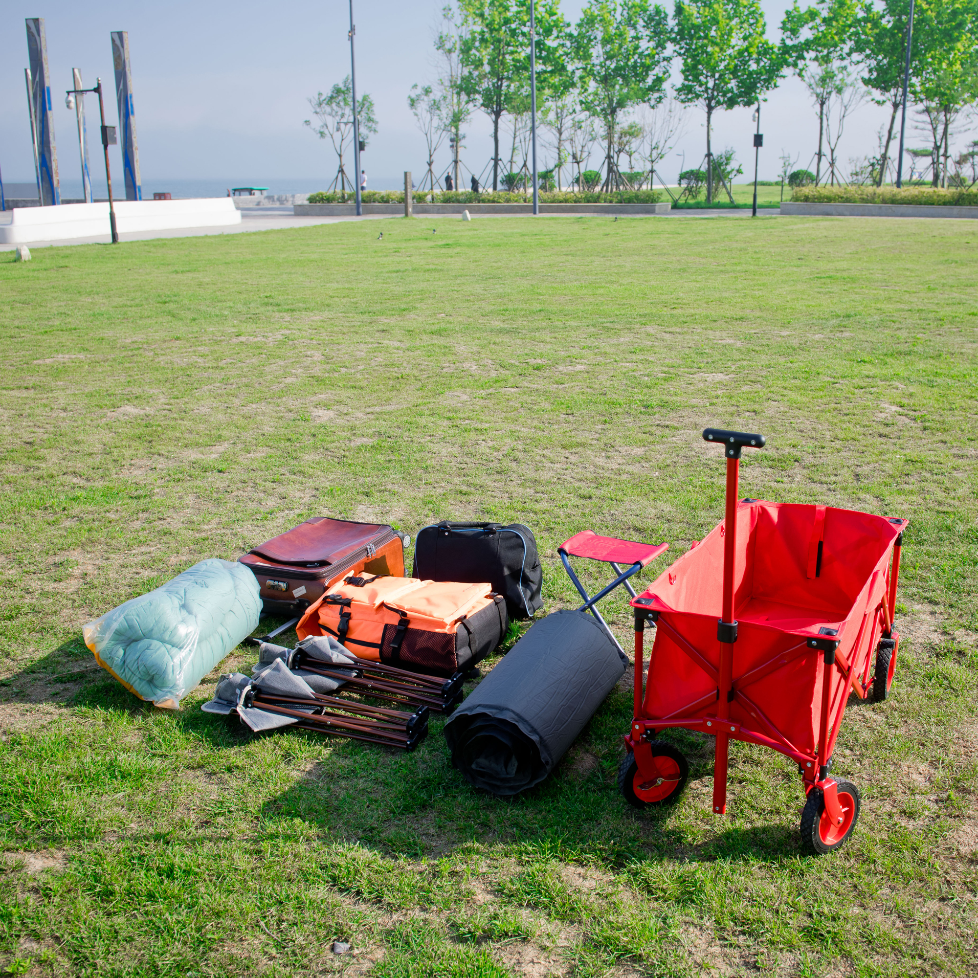 Collapsible Rolling Utility Wagon Cart, Grocery Wagons Cart with Wheels